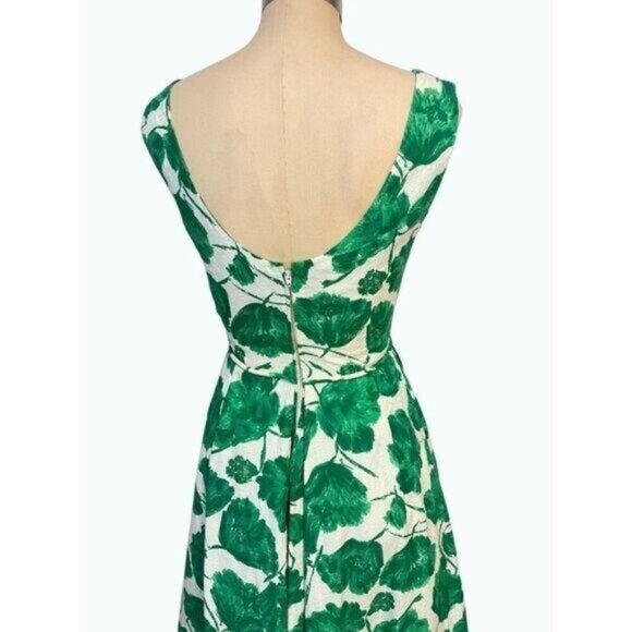Vintage Henri Bendel Young Timers 1950's Green Floral Maxi Dress Fits 2 4 RARE - Picture 5 of 9